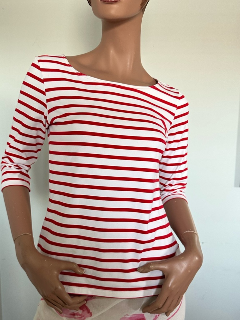 Saint James Garde-Cote III Red & White Striped Boatneck Top UV protection